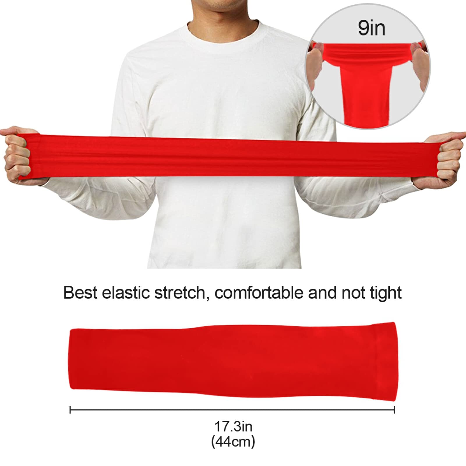 Kigai Red Cooling Sleeves for Arm Compression Sleeve with Thumb Hole UV Sun Protective Arm Cover for Men Women Gardening Outdoor Activity