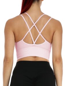 seasum low impact sport bras cross back padded strappy criss cross cropped bras for yoga workout fitness m