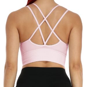 SEASUM Low Impact Sport Bras Cross Back Padded Strappy Criss Cross Cropped Bras for Yoga Workout Fitness M