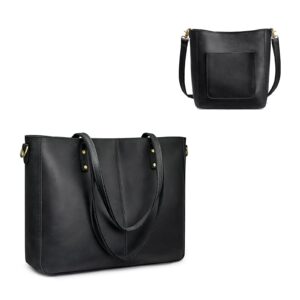 s-zone women genuine leather tote handbag shoulder bag bundle with vintage bucket crossbody purse