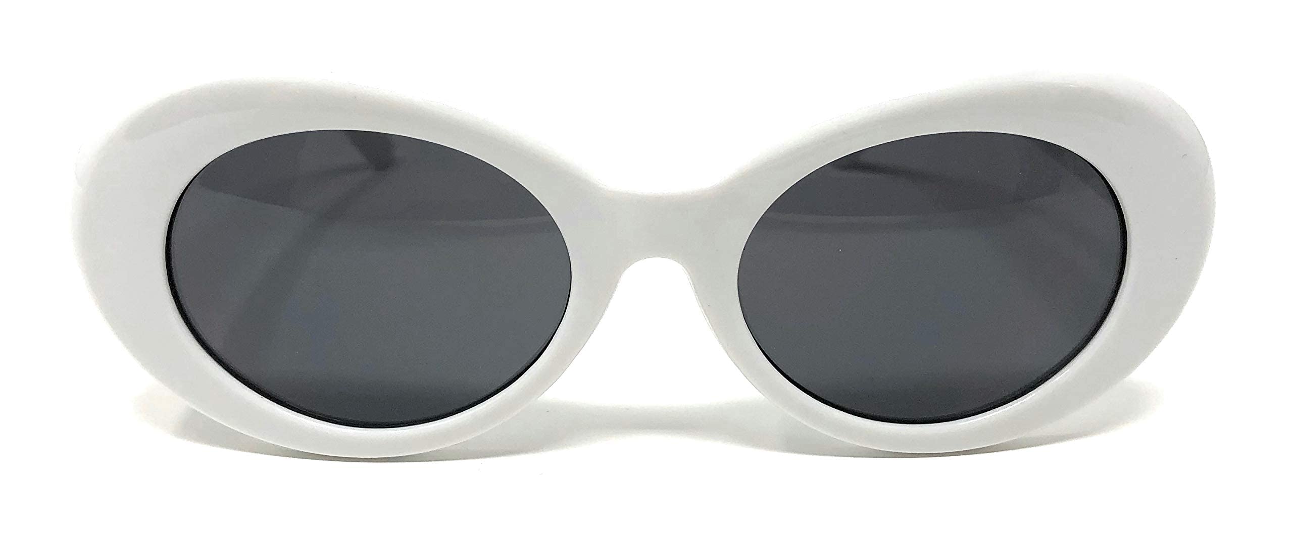 ADMIRING White Oval Round Sunglasses Thick Bold Clout Goggles Oval Mod Retro Vintage Kurt Cobain Inspired Sunglasses Round Lens