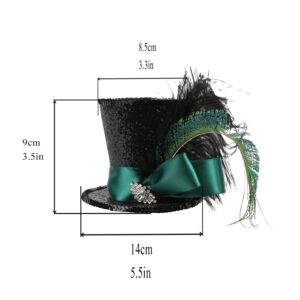 Comott Mini Top Hat Headband Fascinator Ostrich Feather Top Hat for Derby Tea Party