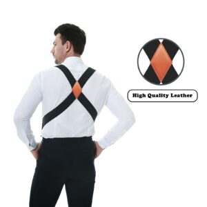 JTCMOJS Mens Suspenders for Men Heavy Duty 2" Black Suspenders Men Adjustable Braces Big and Tall Work Suspenders Side Clip Suspenders with Strong Clips