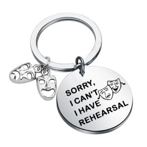 pliti theater gift drama actor actress gift gift comedy tragedy masks charm sorry i can't i have rehearsal keychain drama student gift (sorry rehearsal ky)