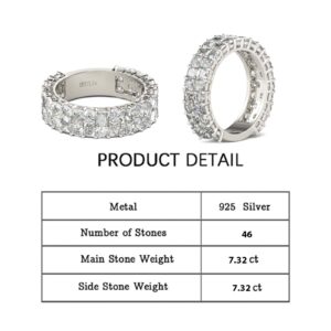 Jeulia Round Cut Sterling Silver Eternity Ring for Women All-Around Band Stacking Ring Set Diamond Engagement Wedding Band Ring with Jewelry Gift Box (White, 7)