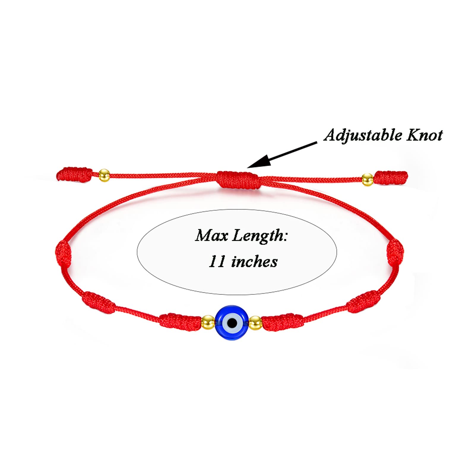 QMEXINS 7 Knot Evil Eye Bracelet for Women Men Friends Family Adjustable Red String Protection Bracelet 2 Pcs