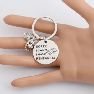 PLITI Theater Gift Drama Actor Actress Gift Gift Comedy Tragedy Masks Charm Sorry I Can't I Have Rehearsal Keychain Drama Student Gift (sorry rehearsal ky)