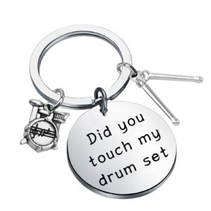 bobauna Drum Keychain Drummer Gift Did You Touch My Drum Set Percussion Jewelry Drum Player Musician Gift (touch drum keychain)