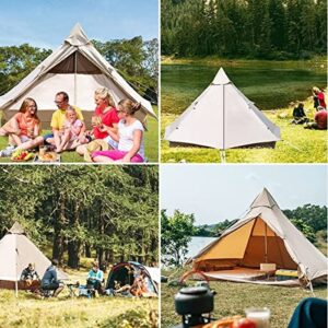 Baralir Outdoor Camping Tent Oxford Bell Tent Safari Tents Yurt Tent for Family with Cool Ventilation Mosquito Net Doors & Windows, Also Great for Winter with Zipper Full Closed