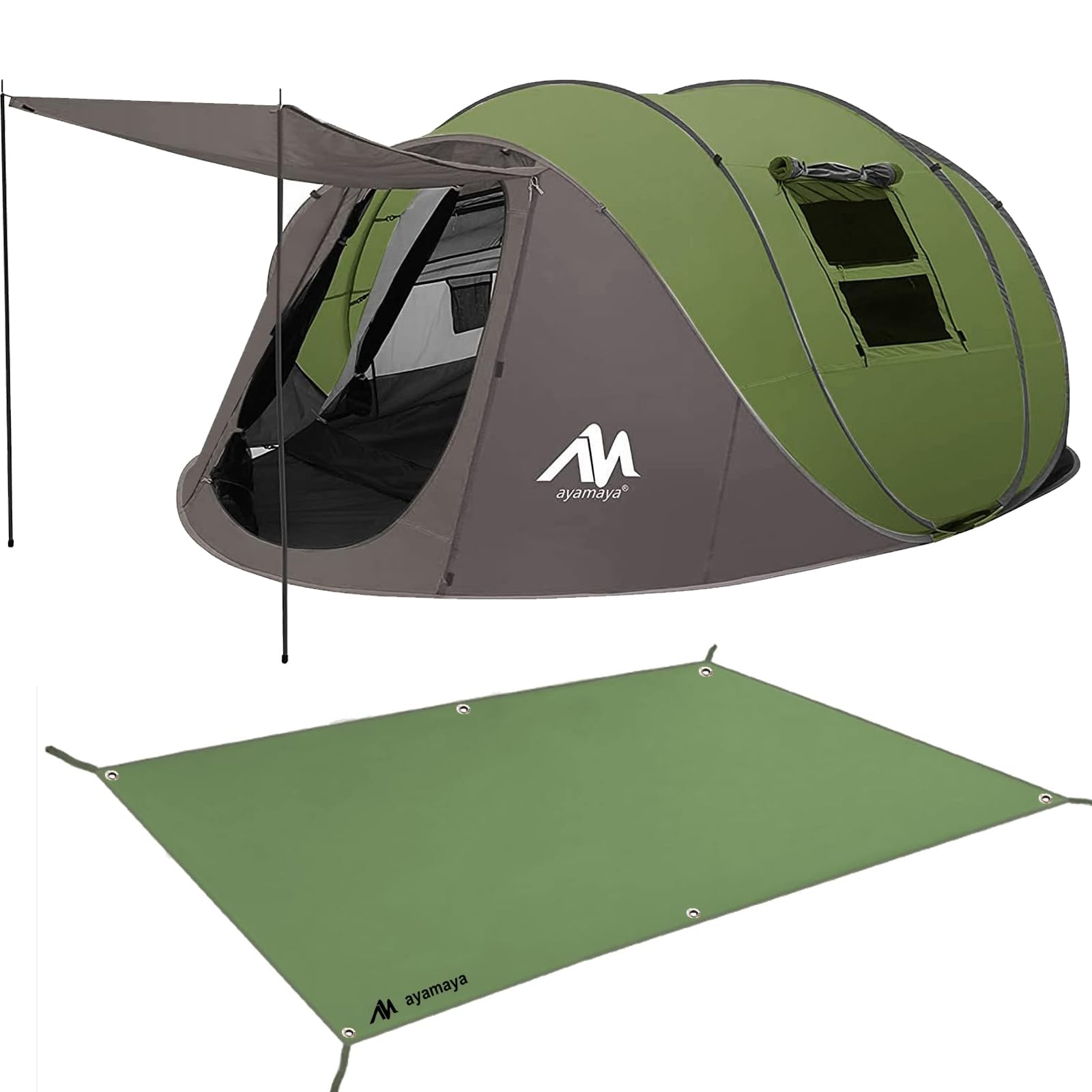 Pop Up Tent + Camping Tent Ground Cloth for 4-6 Person