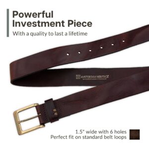 Amsterdam Heritage Men's Leather Belt - Premium Brown Belts for Men, Classic Mens Belt, Versatile Men's Belts Leather, Ideal Mens Brown Belt, Stylish Mens Belts Leather, Durable Belt Men