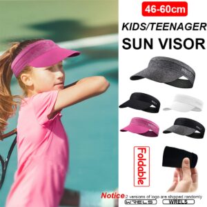 WRELS Kids Sports Visor Hats Lightweight Sun Protection Quick Dry Cap for Women Men in Golf Running Tennis Jogging White