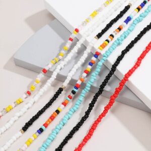 ACEDRE Boho Layered Beaded Necklaces Colorful Beads Choker Necklace Handmade Cute Chokers Set Beach Adjustable Neck Jewelry for Women(7PCS)