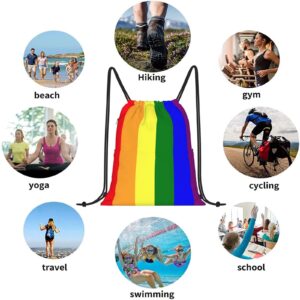 PAUSEBOLL LGBT Gay Pride Drawstring Backpack Rainbow String Bag Gym Sackpack Waterproof Cinch Sports Sack for Men Women Beach Yoga Traveling School Gifts One Size