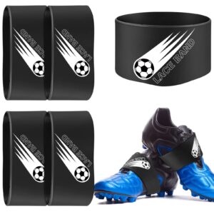 Patelai 4 Pcs Soccer Cleat Lace Cover Soccer Shoe Band Soccer Shoe Cover Soccer Cleat Bands Youth Adult for Soccer Season(Black, Youth)