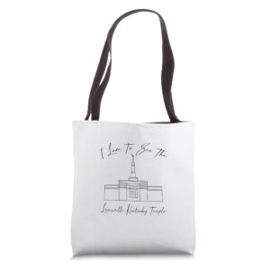 louisville ky temple, i love to see my temple, calligraphy tote bag