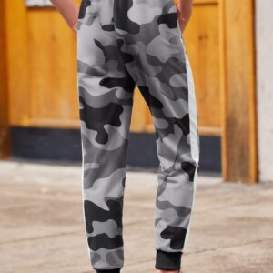 Boyoo Boy's Sweatpants Drawstring Camouflage Joggers Pants with Side Stripe Active Sports Track Pants for 5-16Y