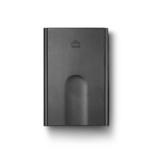 ÖGON -DESIGNS- Aluminum automatic card holder Slider - RFID Blocking – The original minimalist slim wallet for men and women - Up to 6 cards (Matt paint Black)