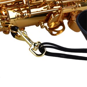 Miwayer Sax Neck Strap Professional Saxophone Harness Leather Padded Soft Neck Sling Adjustable For Baritone Alto Tenor Soprano Baritone And Bari Sax