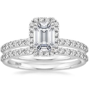 eamti 2ct 925 sterling silver bridal ring sets emerald cut cz engagement rings vintage promise rings wedding bands for women size 8