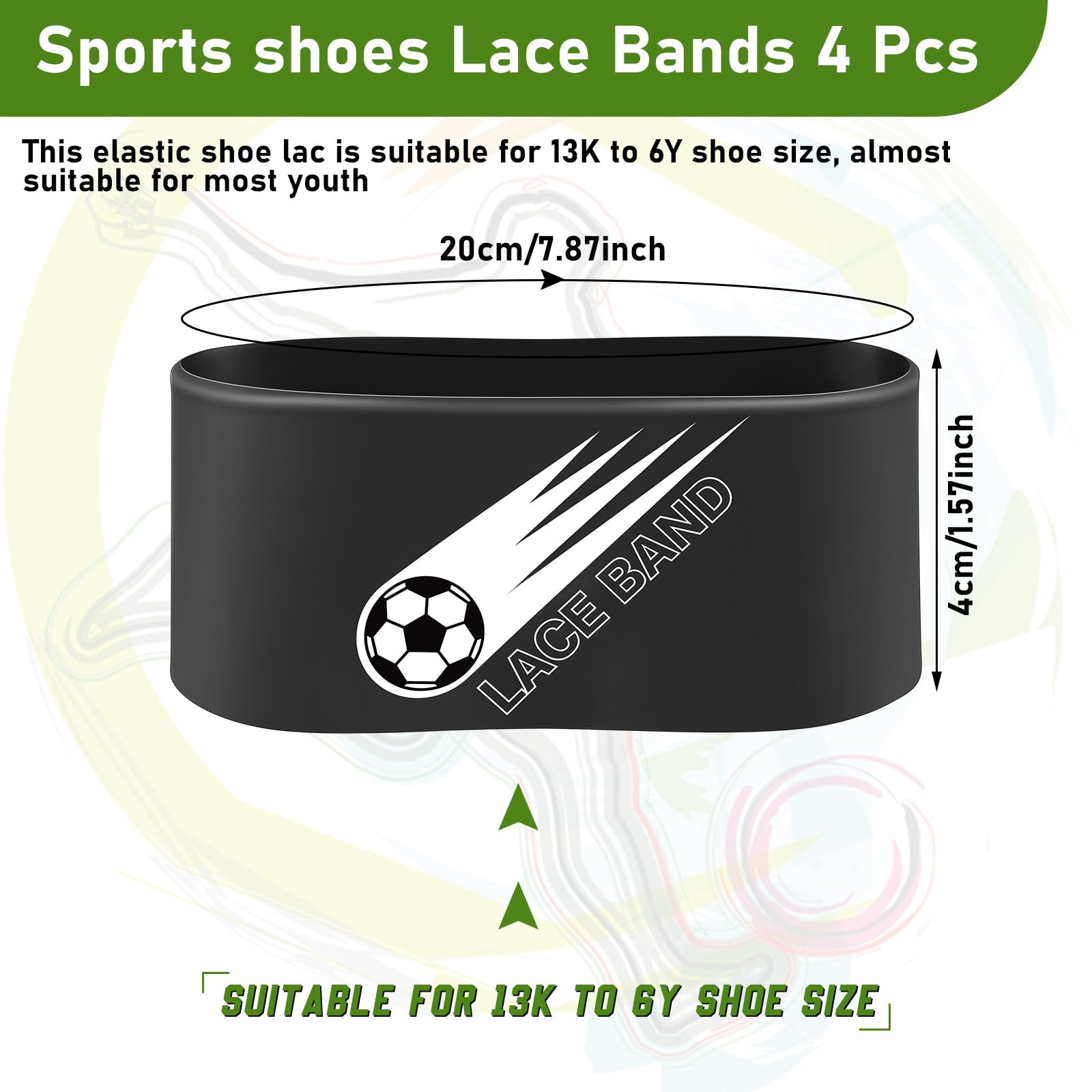 Patelai 4 Pcs Soccer Cleat Lace Cover Soccer Shoe Band Soccer Shoe Cover Soccer Cleat Bands Youth Adult for Soccer Season(Black, Youth)