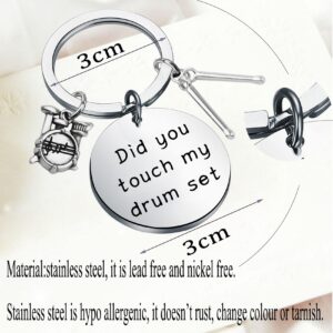 bobauna Drum Keychain Drummer Gift Did You Touch My Drum Set Percussion Jewelry Drum Player Musician Gift (touch drum keychain)