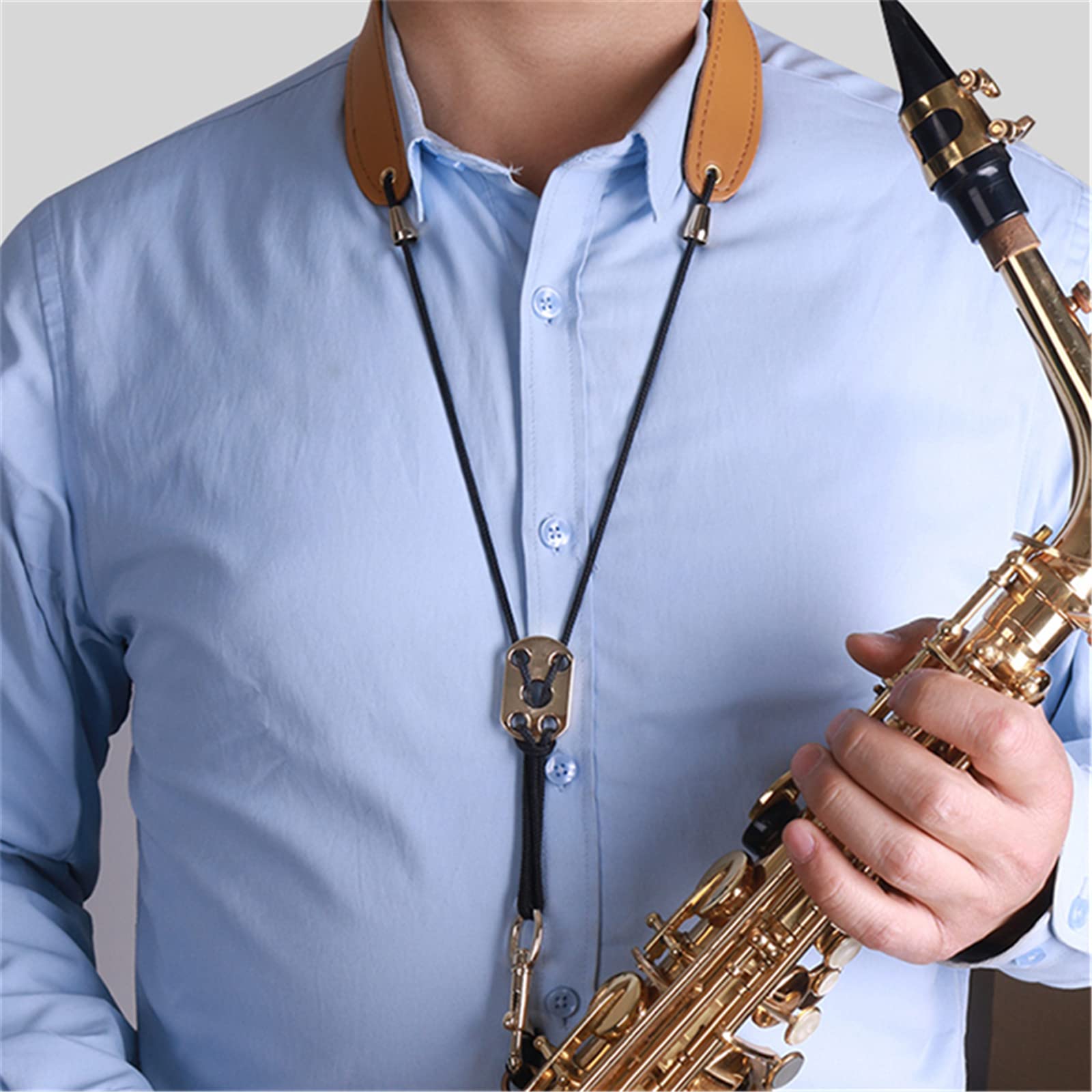 Miwayer Sax Neck Strap Professional Saxophone Harness Leather Padded Soft Neck Sling Adjustable For Baritone Alto Tenor Soprano Baritone And Bari Sax