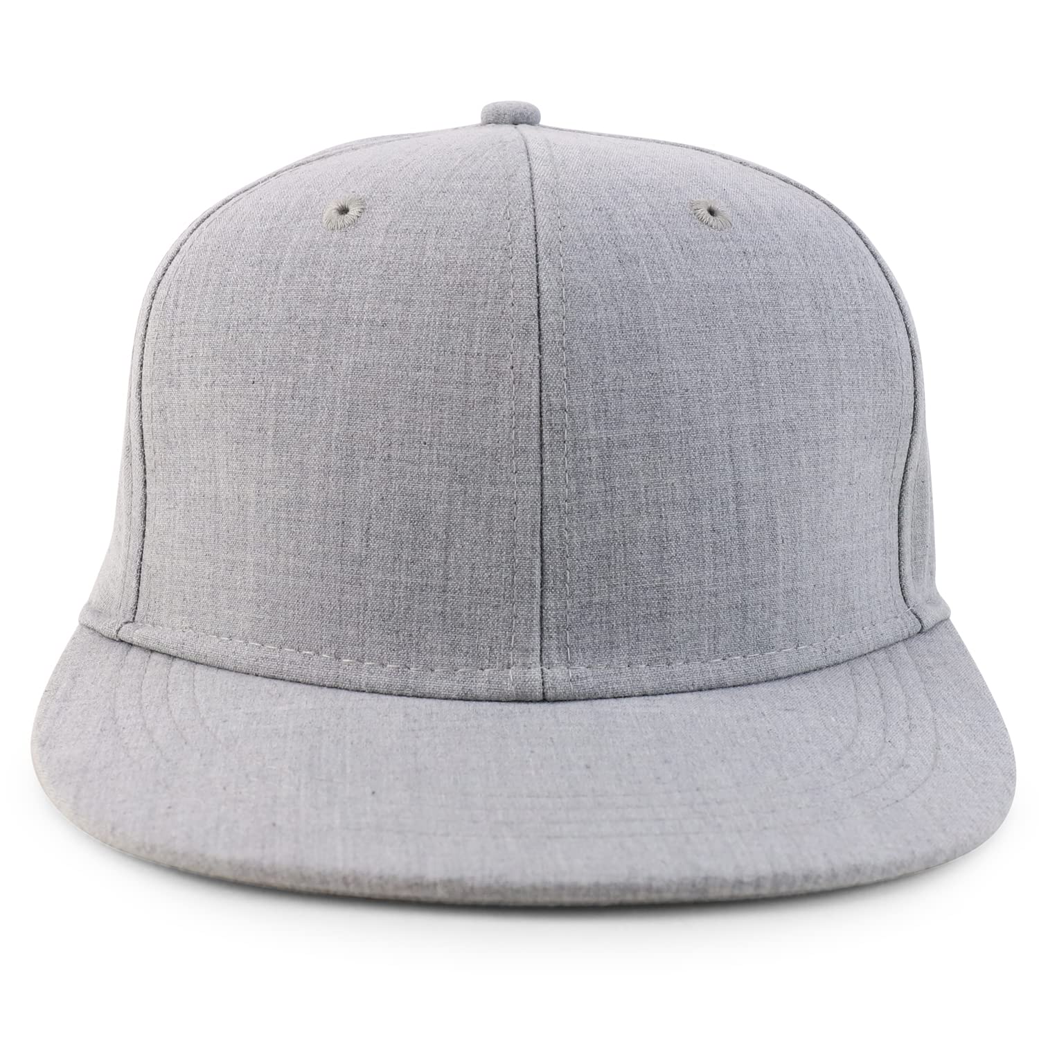 Armycrew Oversized 2XL Structured Flatbill Snapback Cap for Big Heads - Heather Grey - 2XL