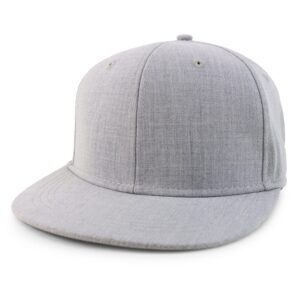 armycrew oversized 2xl structured flatbill snapback cap for big heads - heather grey - 2xl