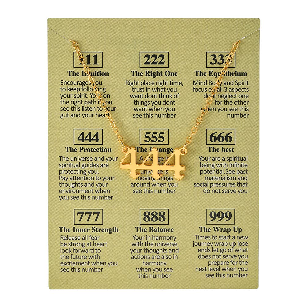 Pingyongchang Angel Number Necklace 222 333 444 888 555 111 777 999 666 Necklace Gold Plated Bling Angel Choker Pendant Necklace for women teen girls 444