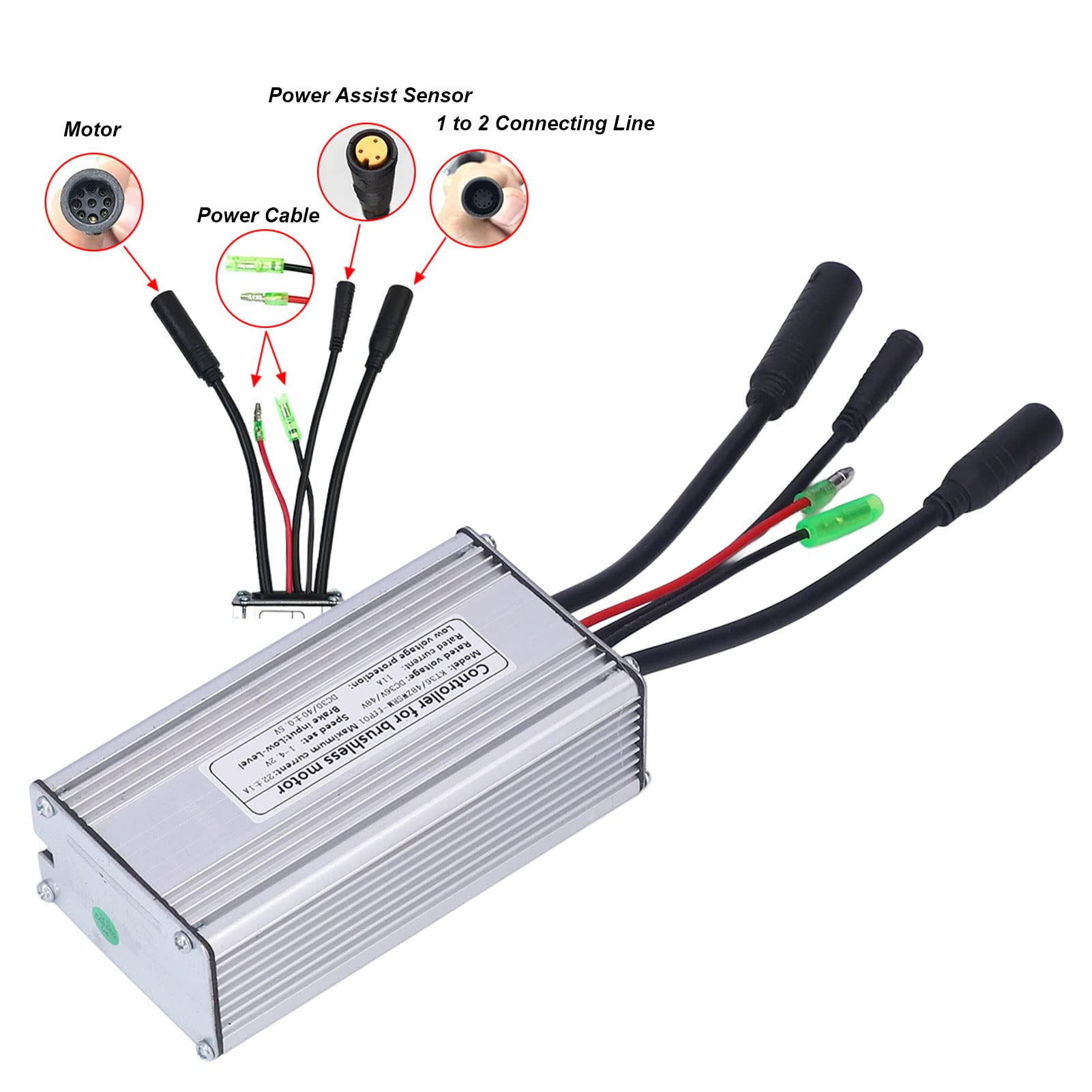 Electric Bike Conversion Kit, Lithium Battery Conversion Kit 36V 48V 22A Controller with LED 880 Display 1 to 2 Connecting Line Kit for 500W Motor