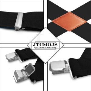 JTCMOJS Mens Suspenders for Men Heavy Duty 2" Black Suspenders Men Adjustable Braces Big and Tall Work Suspenders Side Clip Suspenders with Strong Clips