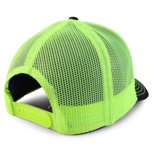 Armycrew Oversize XXL Low Profile Two Tone Mesh Back Trucker Baseball Cap - Black Neon Yellow - 2XL