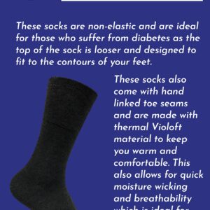 12 Pack Mens Viloft Non Binding Thermal Diabetic Socks | Sock Snob (7-12, Grey)