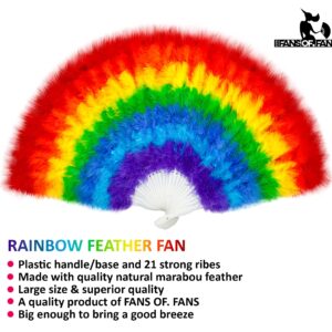 Rainbow Feather Folding Hand Rave Fan 45cm, Fancy Dress Wedding Party Gift Outdoor Vintage Dance Photoshoot Pride Hand Fan Gay Fan(LGBTQ)