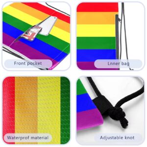 PAUSEBOLL LGBT Gay Pride Drawstring Backpack Rainbow String Bag Gym Sackpack Waterproof Cinch Sports Sack for Men Women Beach Yoga Traveling School Gifts One Size