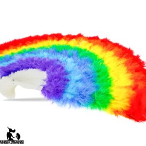 Rainbow Feather Folding Hand Rave Fan 45cm, Fancy Dress Wedding Party Gift Outdoor Vintage Dance Photoshoot Pride Hand Fan Gay Fan(LGBTQ)