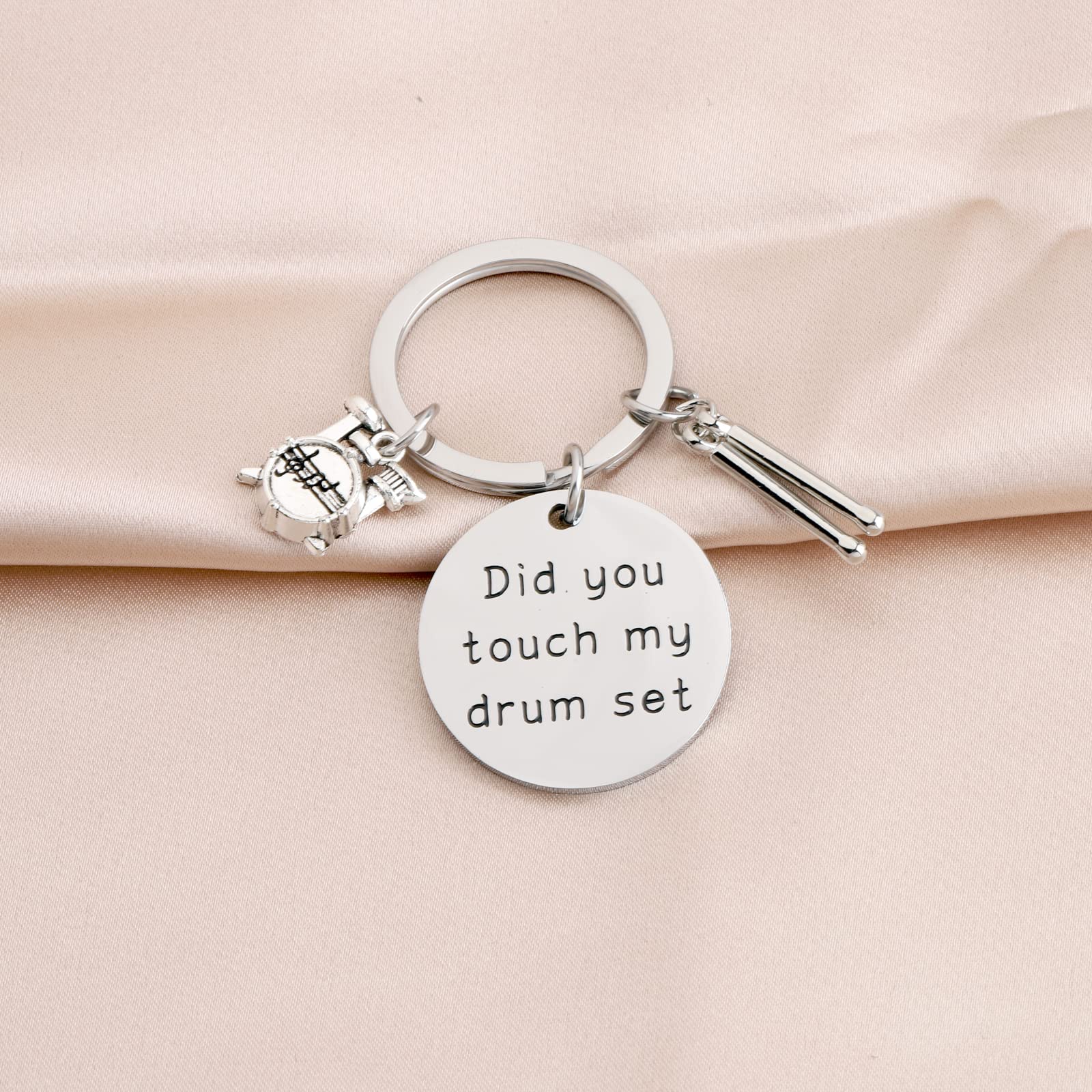 bobauna Drum Keychain Drummer Gift Did You Touch My Drum Set Percussion Jewelry Drum Player Musician Gift (touch drum keychain)