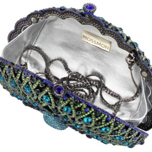 MOSSMON Peacock Luxury Rhinestone Crystal Evening Clutch Bag Sparkly Bride Wedding Party Purses for Women