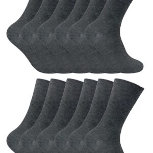 12 Pack Mens Viloft Non Binding Thermal Diabetic Socks | Sock Snob (7-12, Grey)