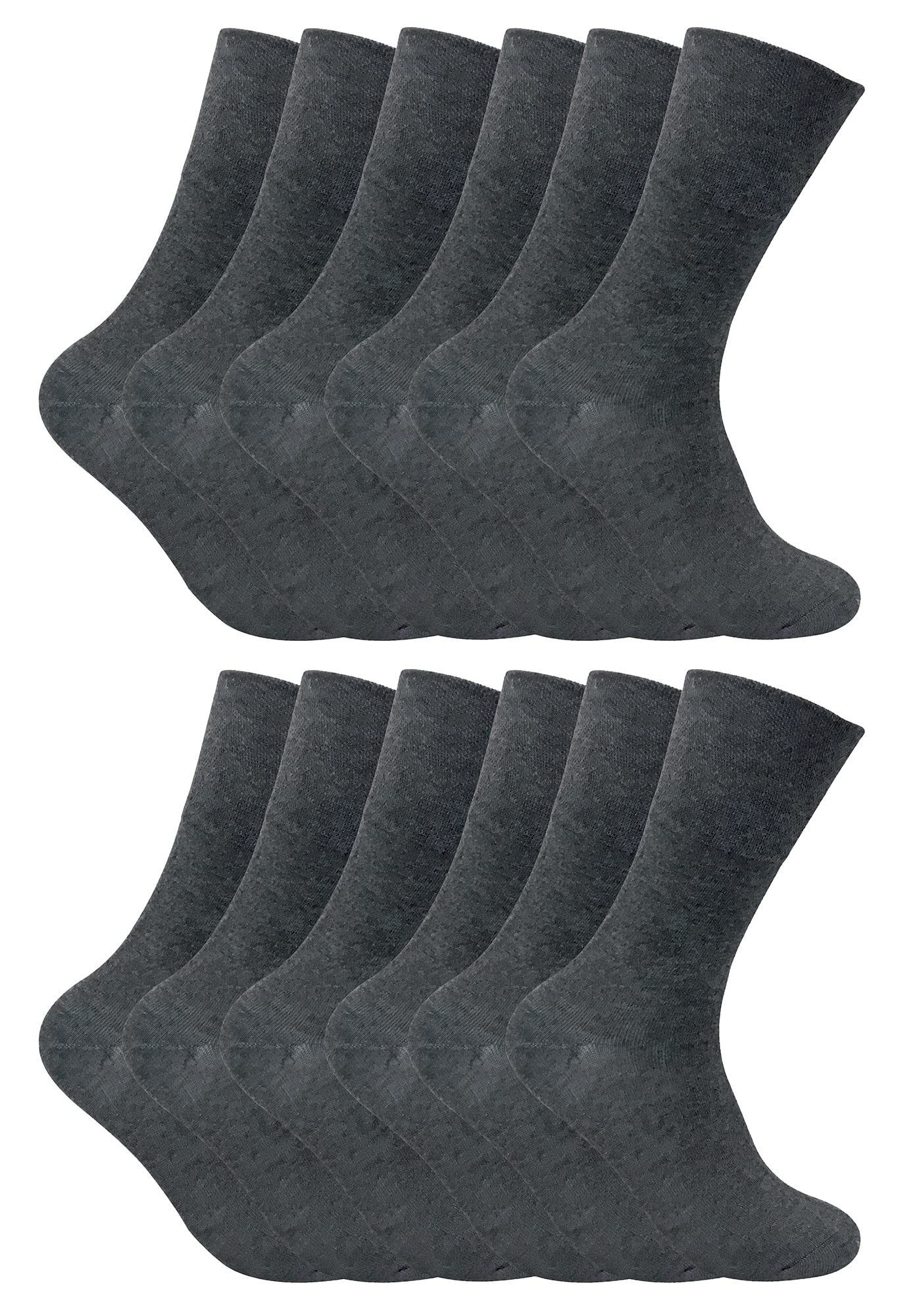 12 Pack Mens Viloft Non Binding Thermal Diabetic Socks | Sock Snob (7-12, Grey)