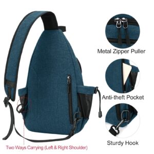 MOSISO Sling Backpack,Canvas Crossbody Hiking Daypack Bag with Anti-theft Pocket, Teal Green