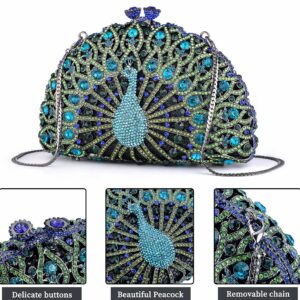 MOSSMON Peacock Luxury Rhinestone Crystal Evening Clutch Bag Sparkly Bride Wedding Party Purses for Women