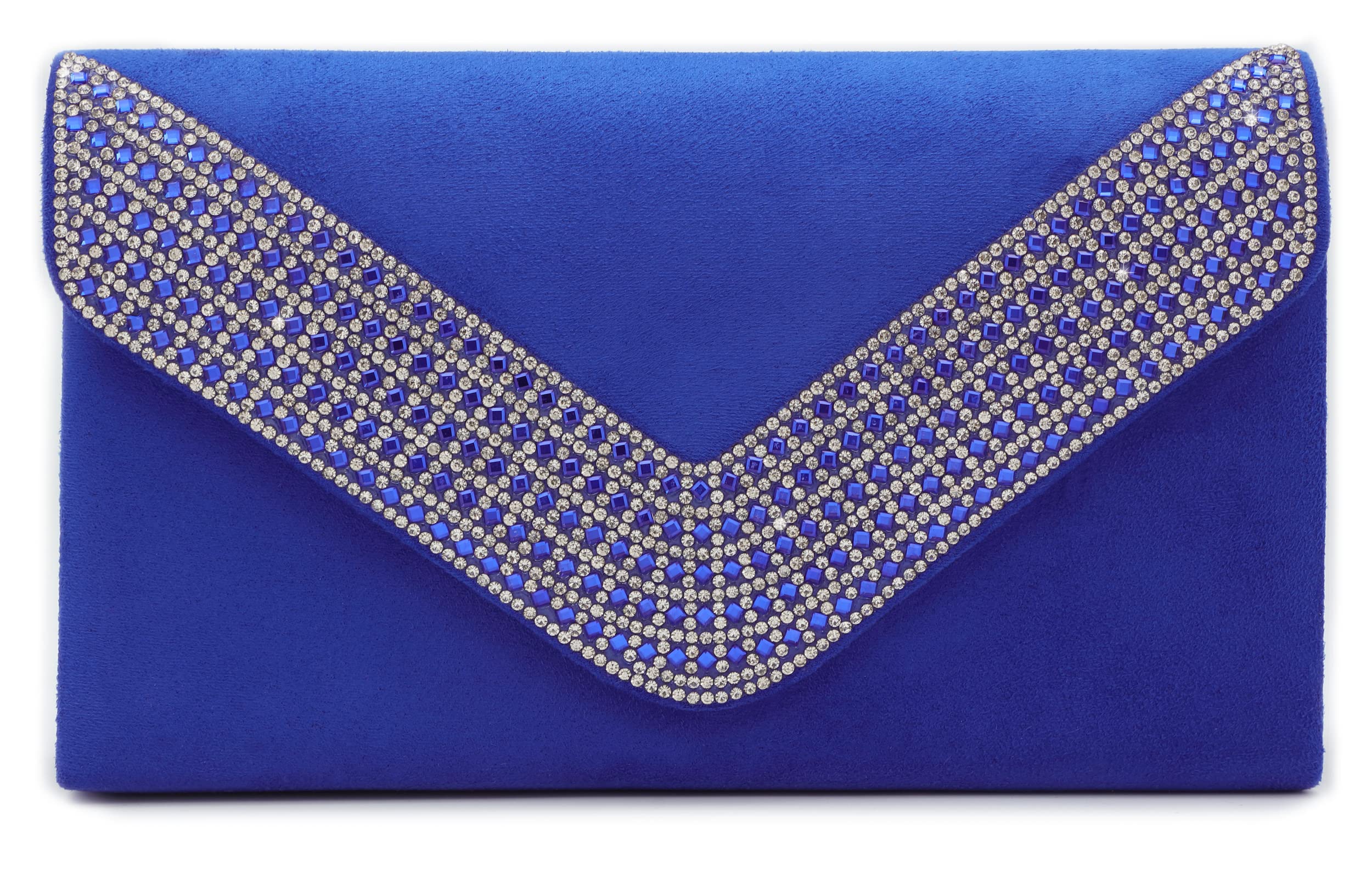 Lefrcry Women Satin Evening Bags Ladies Party Handbag for Wedding Party Handbag Rhinestone Clutch Purses BLUE