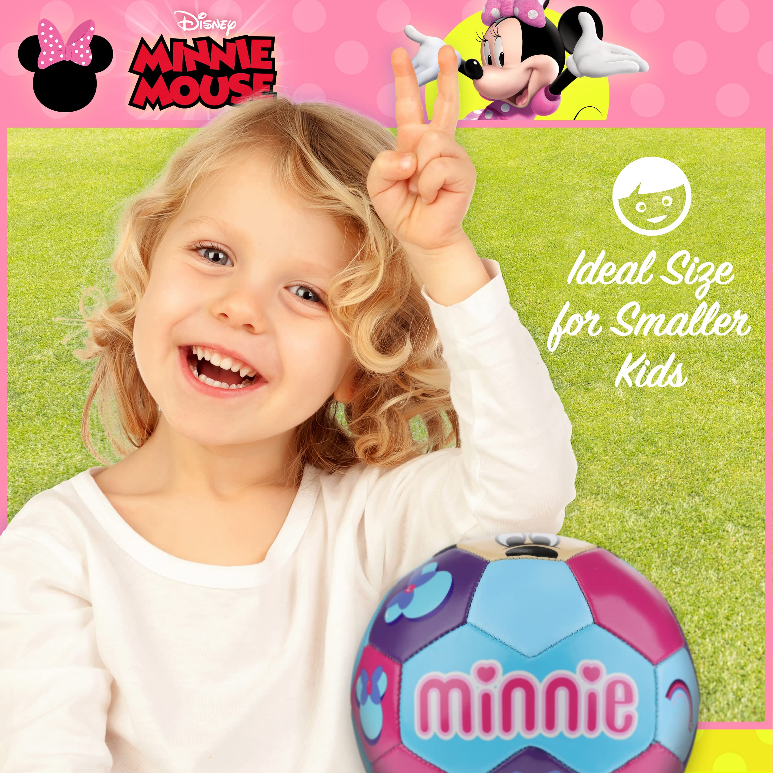 Capelli Sport Disney Minnie Mouse Soccer Ball, Peekaboo Minnie Youth Kids Mini Soccer Ball, Multi, Size 3