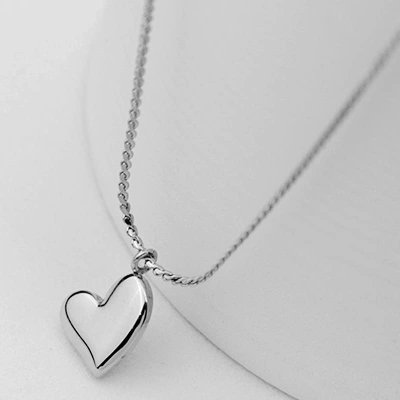 Jude Jewelers Stainless Steel Heart Shaped Classic Plain Statement Wedding Holiday Party Pendant Necklace (Silver)