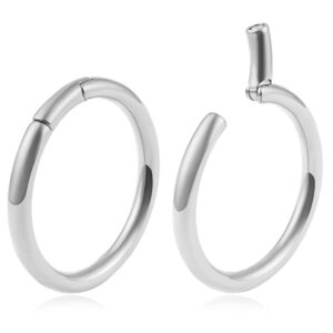 doearko 2pcs simple hoop ear plugs body piercing tunnels 316 stainless steel hypoallergenic earrings plugs for ears expander body jewelry (gauge：4mm（6g）*40mm（diameter）, silver)