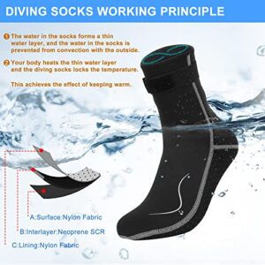 Gimilife Neoprene Socks 3MM Water Socks for Women Men, Waterproof Diving Wetsuit Socks Sand Socks for Beach Volleyball Snorkeling Surfing Kayaking Swimming Water Sports Activities (High Style,XL)