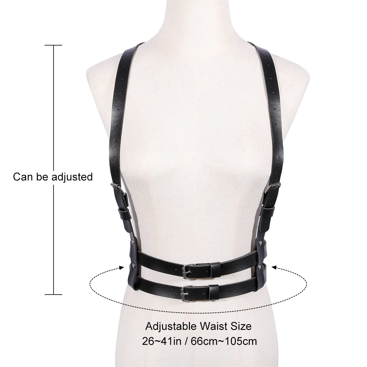 Punk Waist Leather Chain Belt Harness Strappy Adjustable Body Accessories for Women and Girl