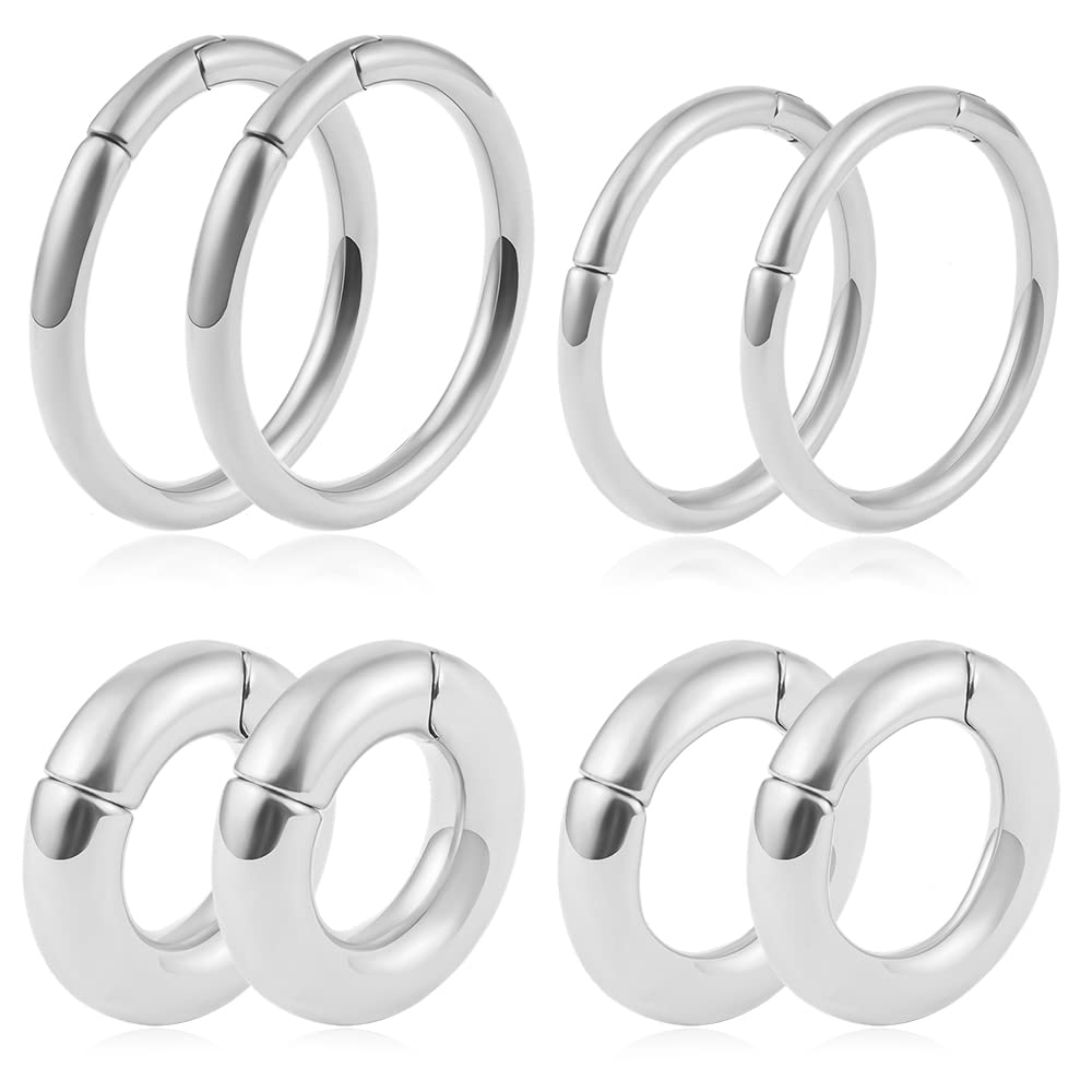 DOEARKO 2PCS Simple Hoop Ear Plugs Body Piercing Tunnels 316 Stainless Steel Hypoallergenic Earrings Plugs for Ears Expander Body Jewelry (Gauge：4mm（6G）*40mm（diameter）, Silver)